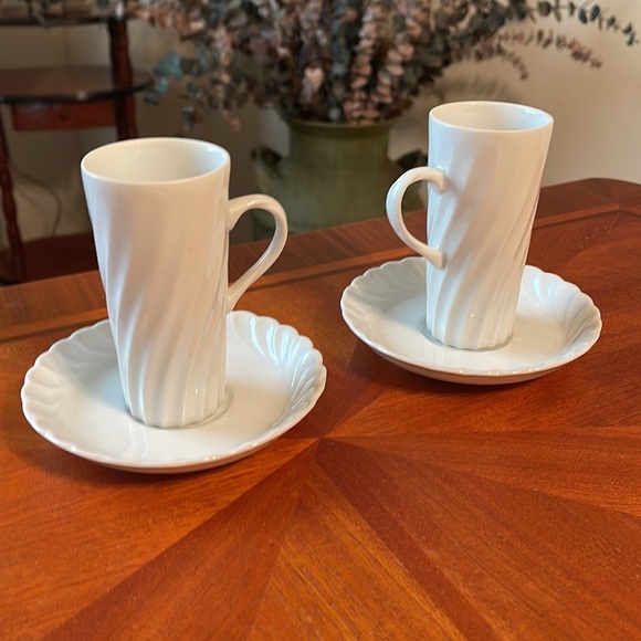 Vintage FF Japan Tall Espresso Cups and Saucers - Picture 2 of 8
